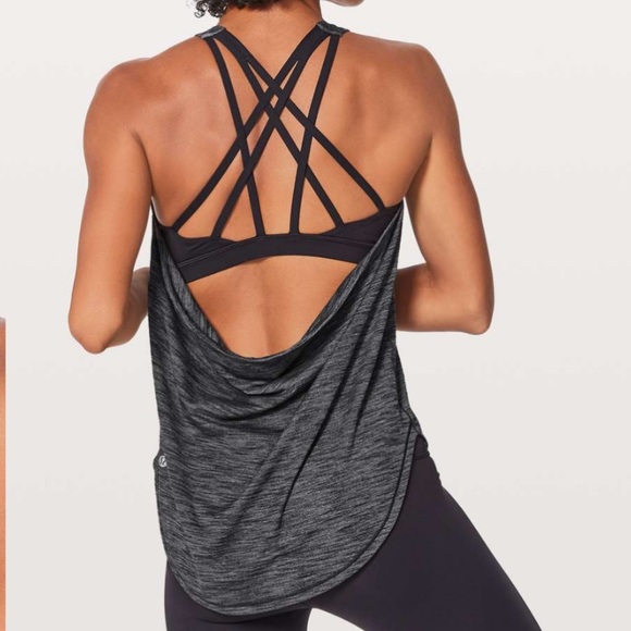 Lululemon Free To Be Serene Tank (2 In 1) Heathered Black- Size 2 - Picture 2 of 8